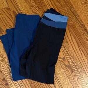 Women's Black and Blue Colorblock Performance Leggings